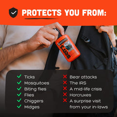 Ben's Adventure Formula bottle used on the trail showing extended protection.