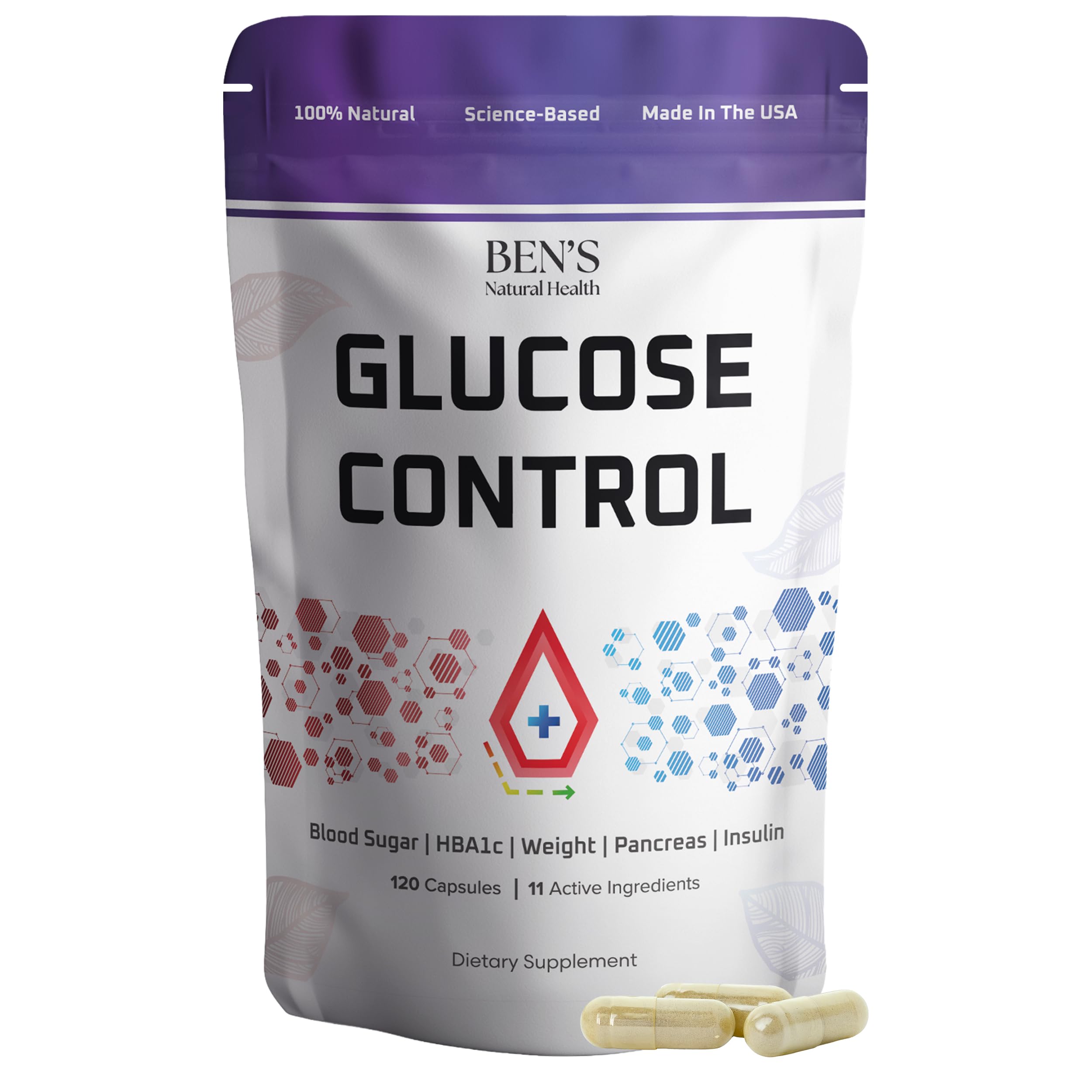 Ben's Natural Health Glucose Control bottle front for daily metabolic support.
