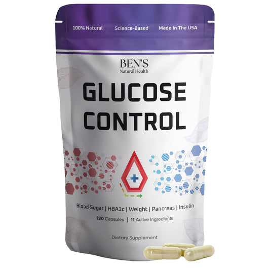 Ben's Natural Health Glucose Control bottle front for daily metabolic support.