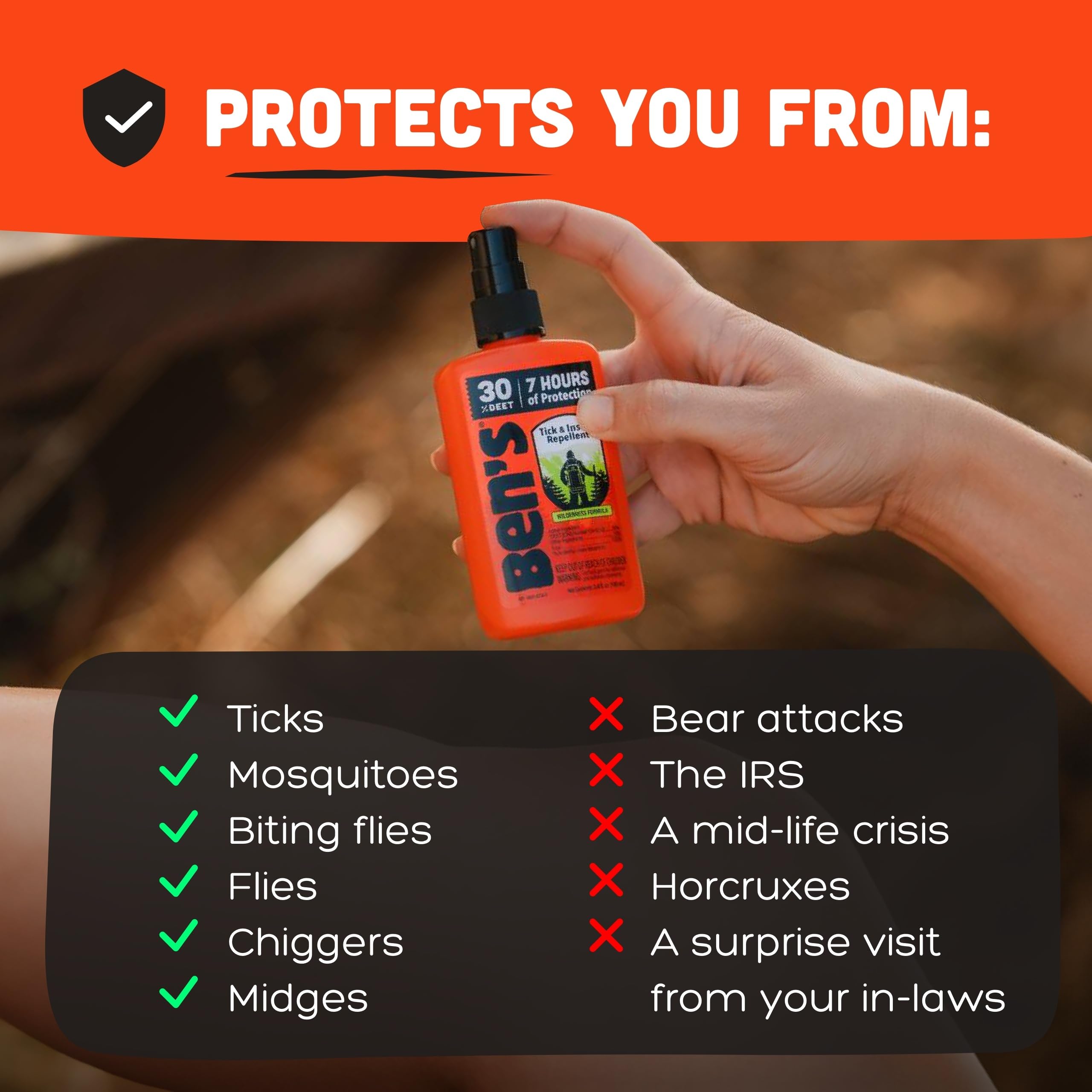 Ben's Tick & Insect Repellent travel-size bottle ready for packing
