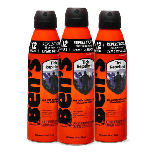 Ben's Tick Repellent bottle showing long-lasting protection against ticks and insects.