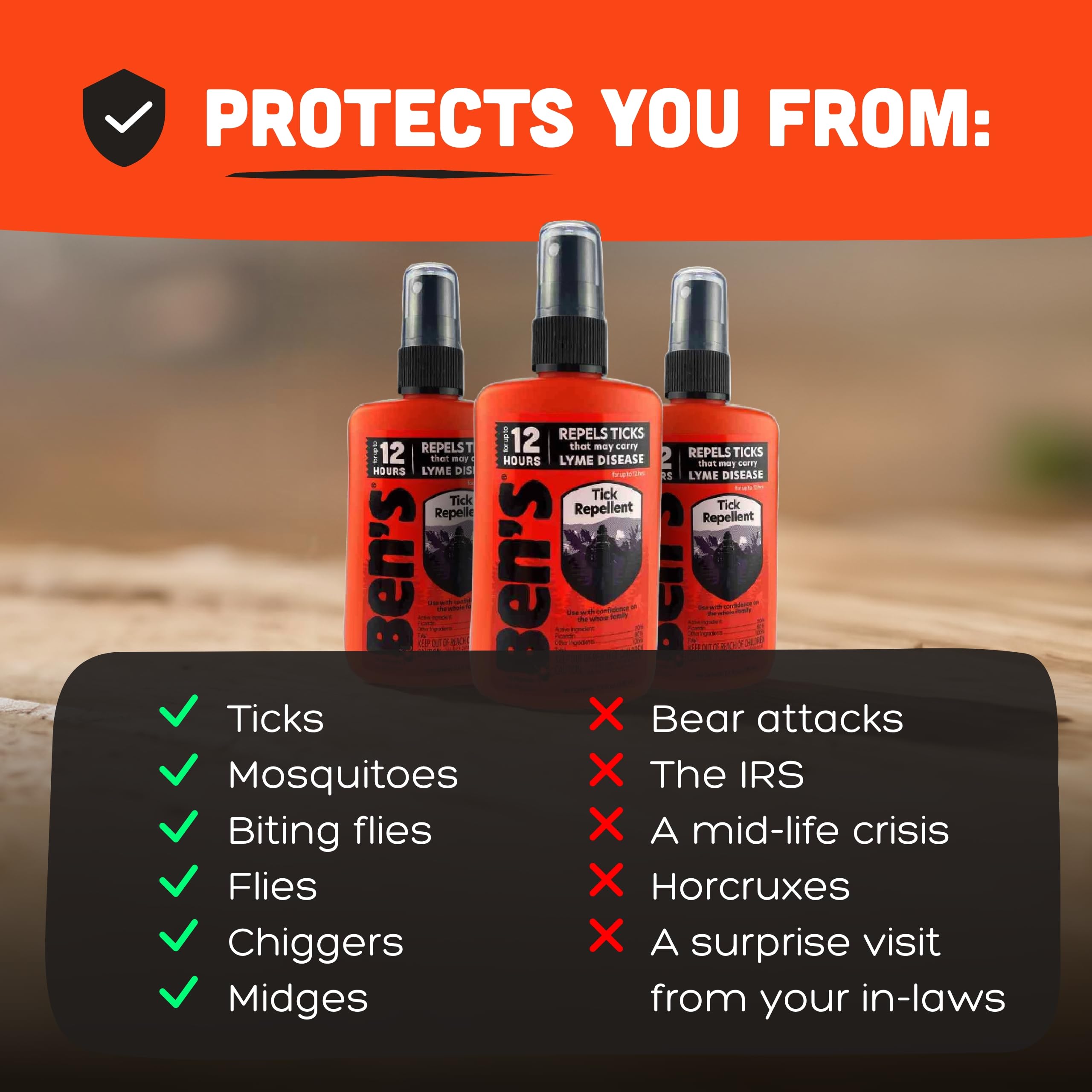 Ben's Tick Repellent used on outdoor clothing for protection during hiking
