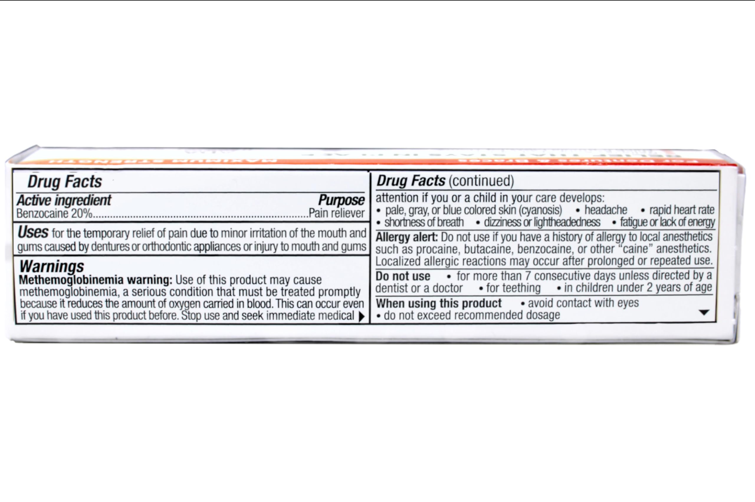 Close-up of Benzodent application on gums for easy, precise use.