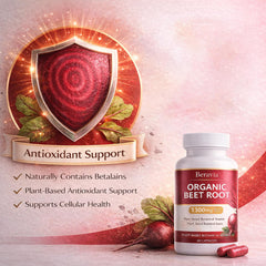 Beravia Organic Beet Root capsules packaging with clean label