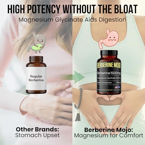 Berberine Mojo ingredients magnesium glycinate and cinnamon shown for digestive support and flavor