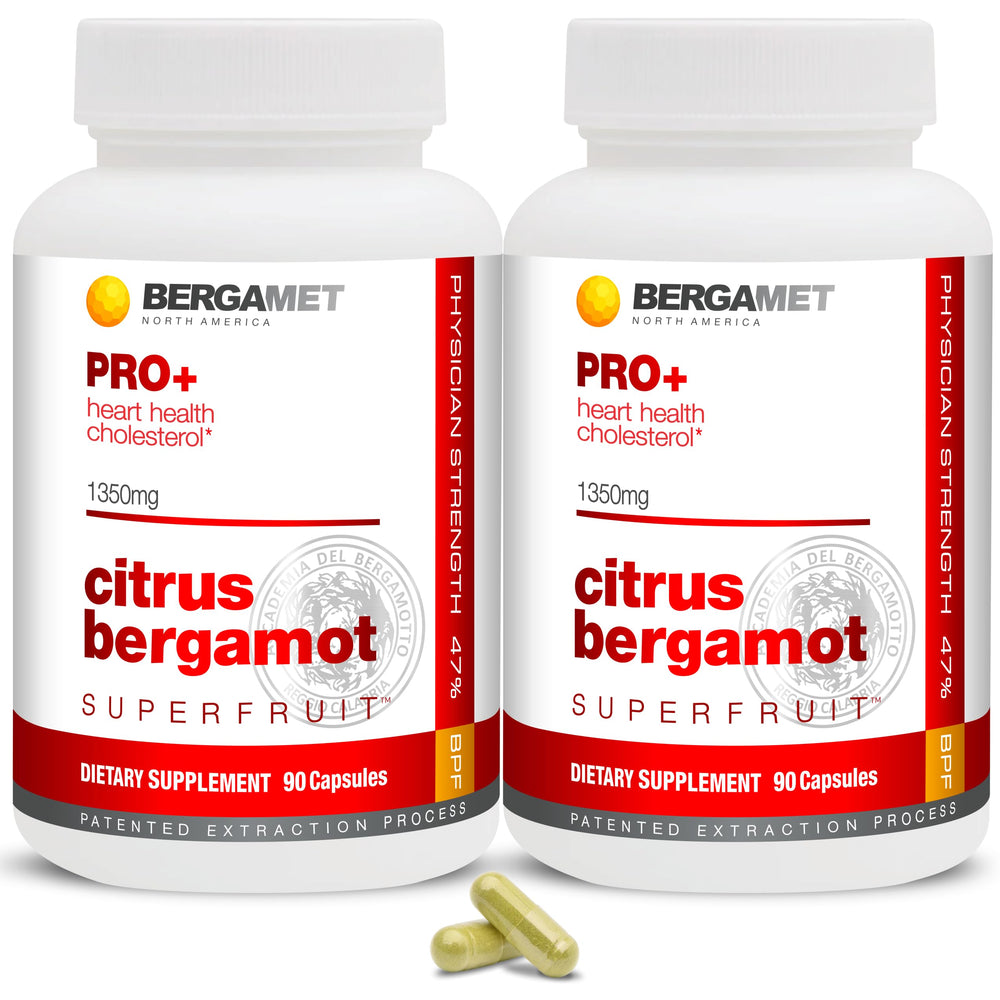 BergaMet Citrus Bergamot PRO+ bottle emphasizes premium potency for daily support.
