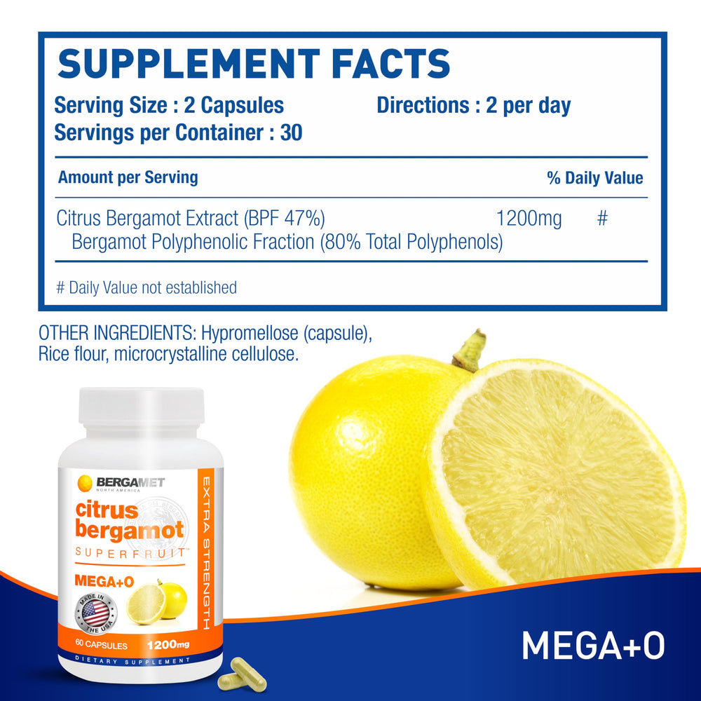 USA-made BergaMet bottle shown on kitchen counter for easy daily nutrition