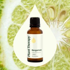 Bergamot essential oil amber bottle closeup highlighting premium quality