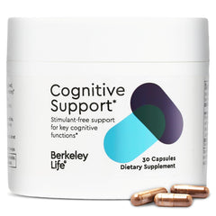 Berkeley Life Cognitive Support bottle shown for daily focus and memory support.