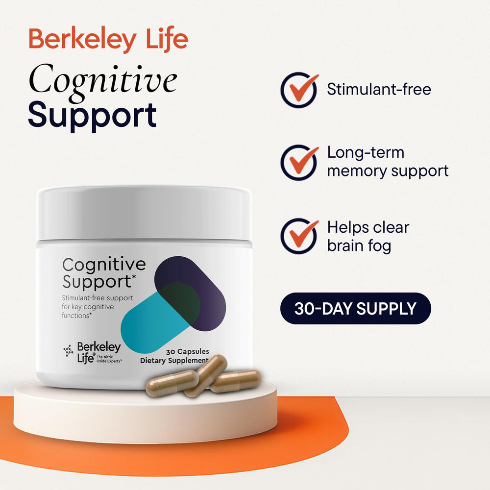 Berkeley Life Cognitive Support capsules closeup for easy daily use.