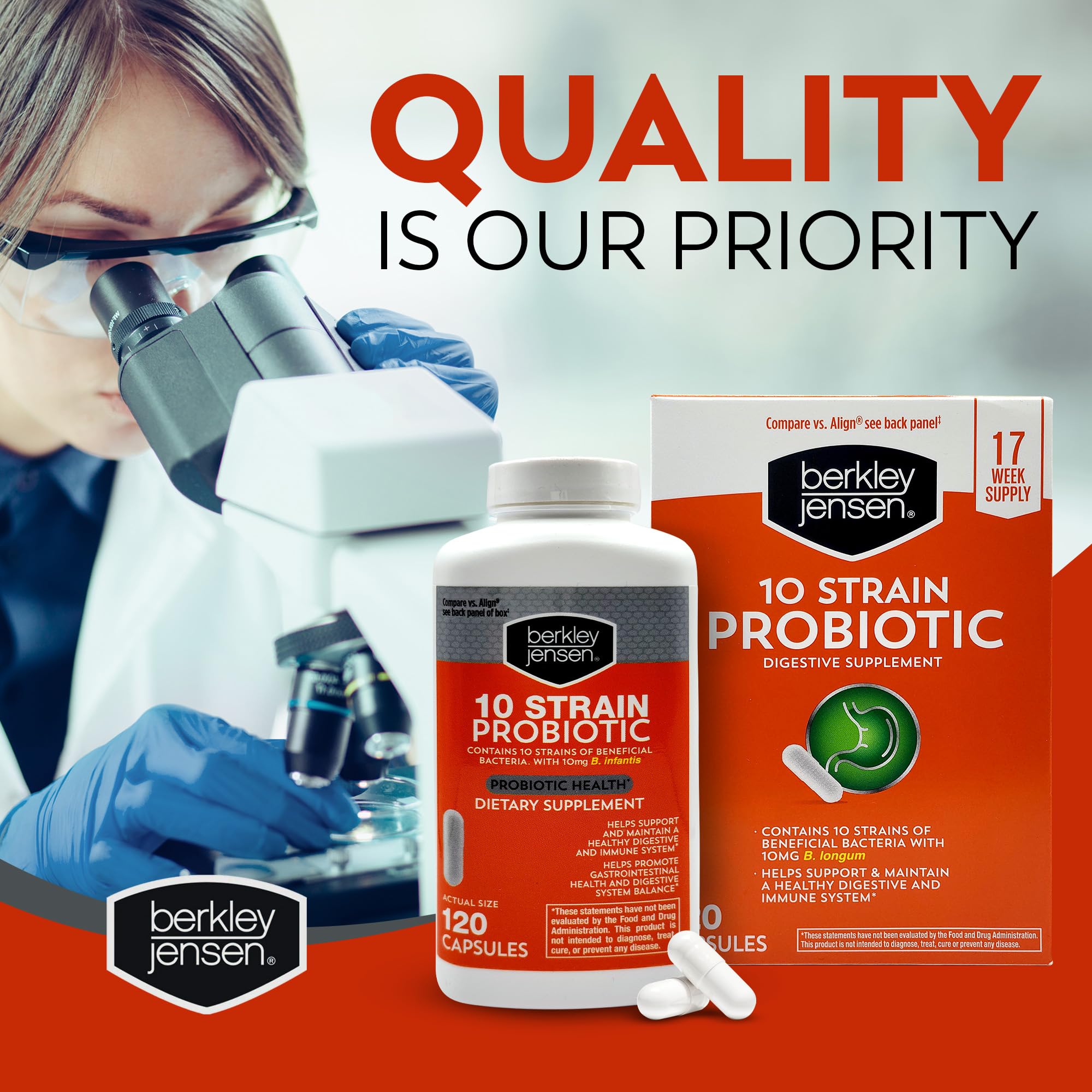 Clear bottle emphasizes quality and safety from a modern facility.