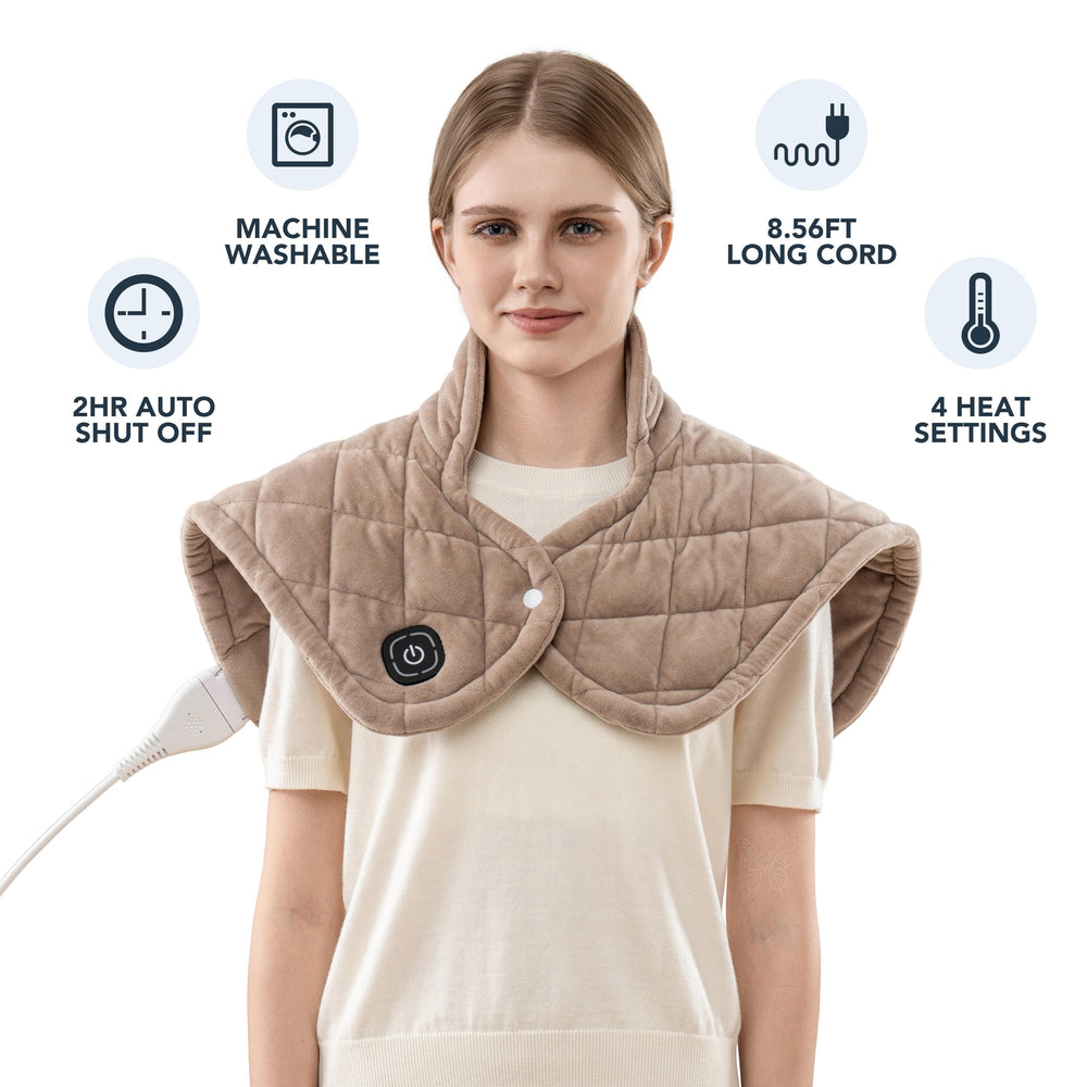 Berkshire Blanket weighted heating pad in chino color displayed in a cozy setup.