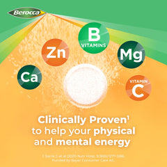 Berocca orange flavour tablets close-up highlighting the fruity taste