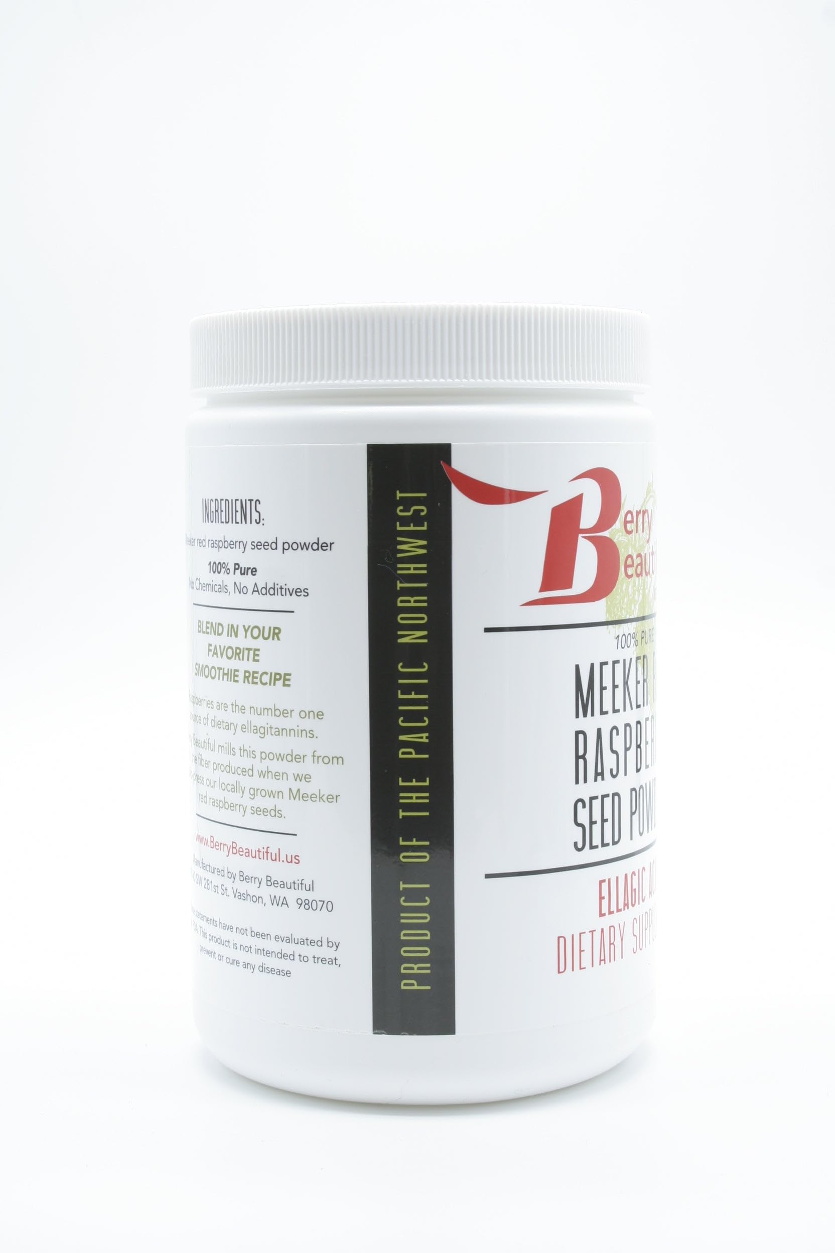Berry Beautiful Meeker Red Raspberry Seed Powder added to a smoothie for fiber and flavor.