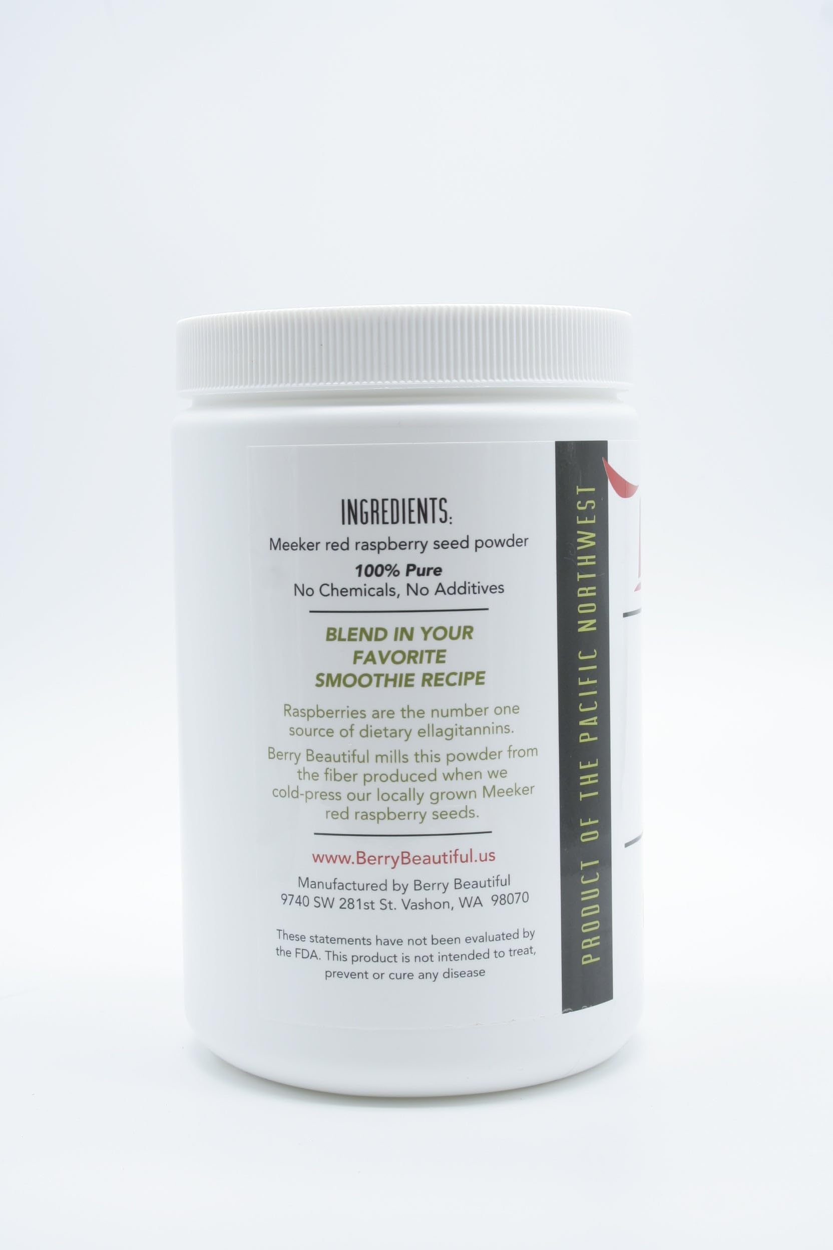 Berry Beautiful Meeker Red Raspberry Seed Powder pouring to illustrate clean label sourcing.