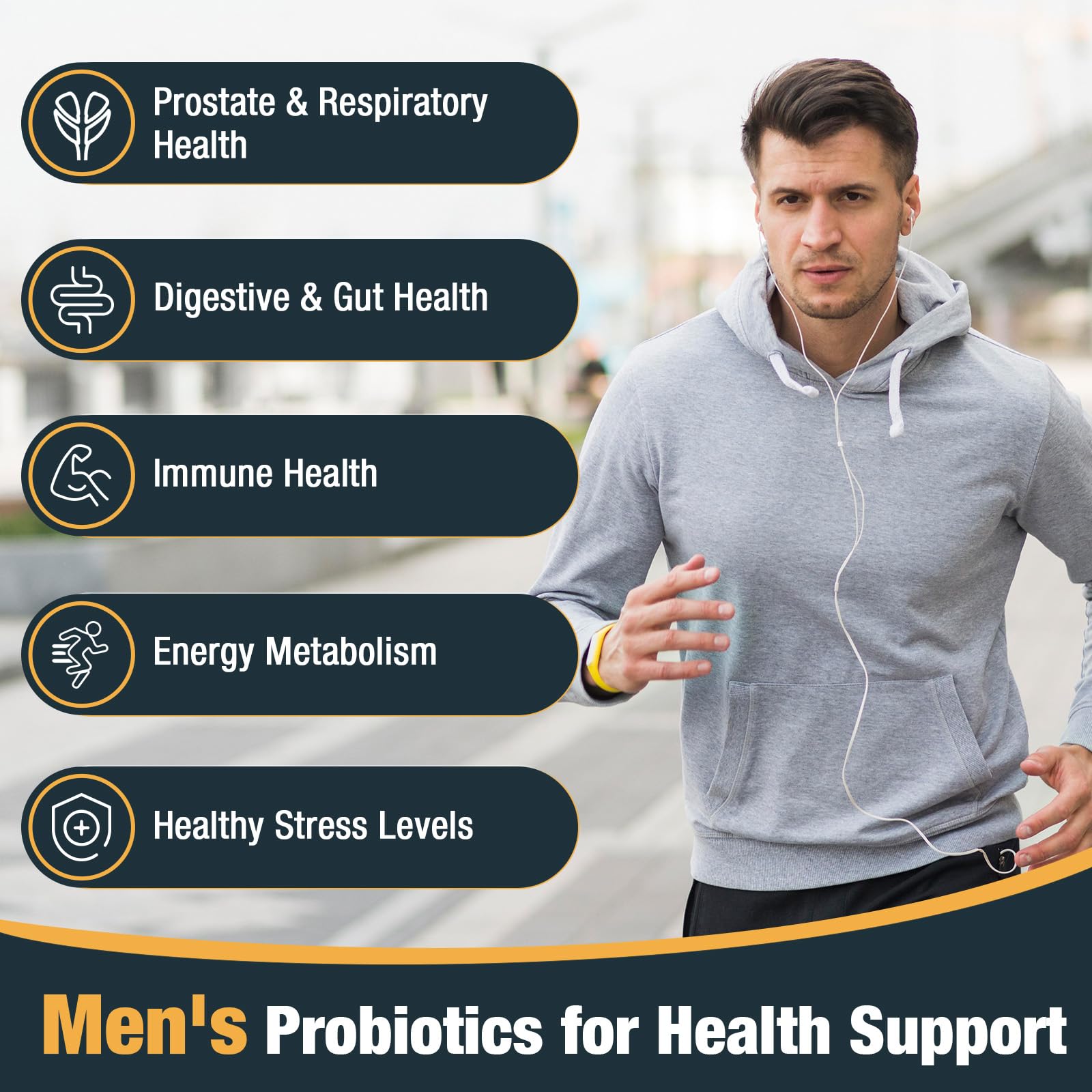 Organic Cranberry, Turmeric, Goji, and Amla in Besenify formula for men's wellness.