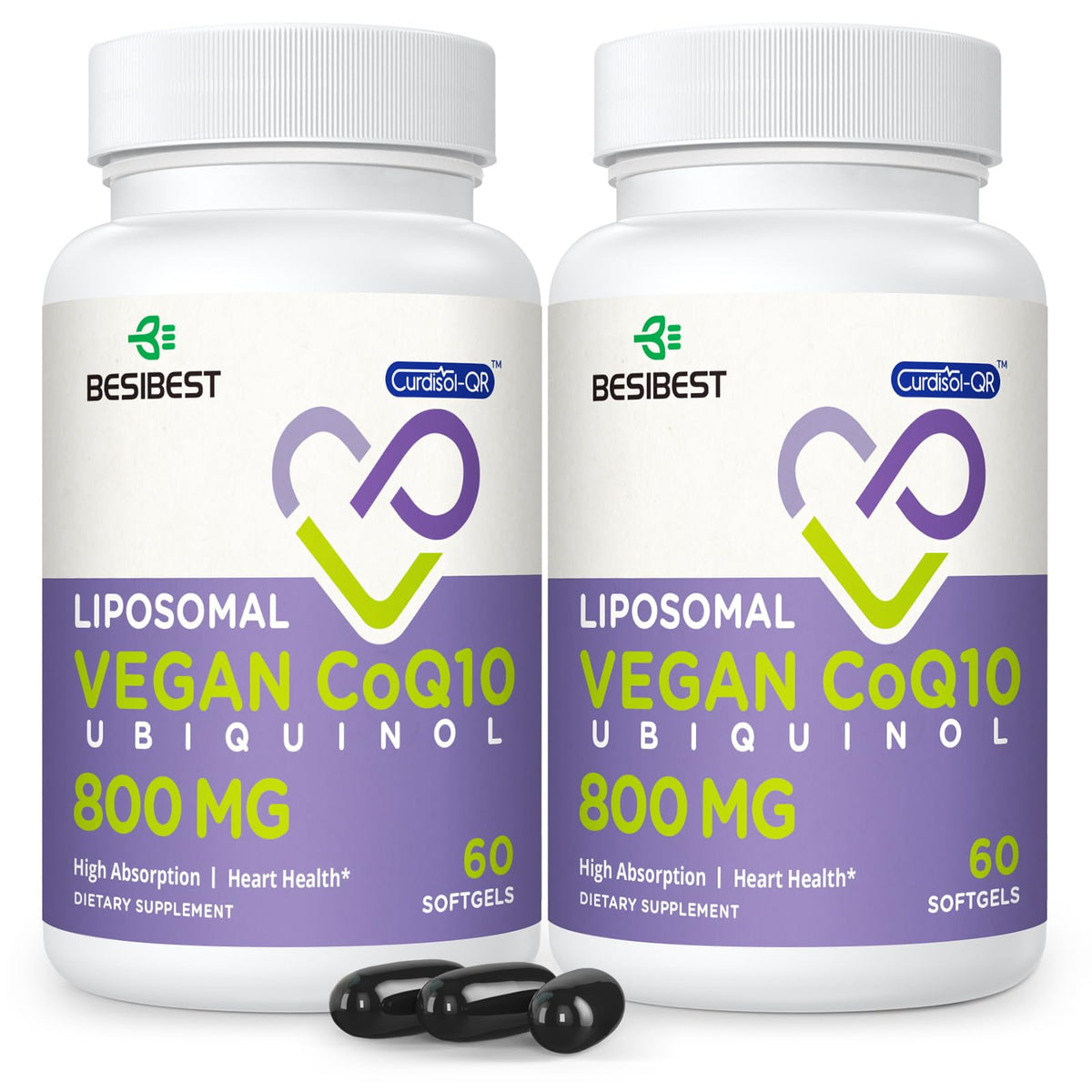 Besibest liposomal ubiquinol CoQ10 bottle front for high-absorption daily energy.