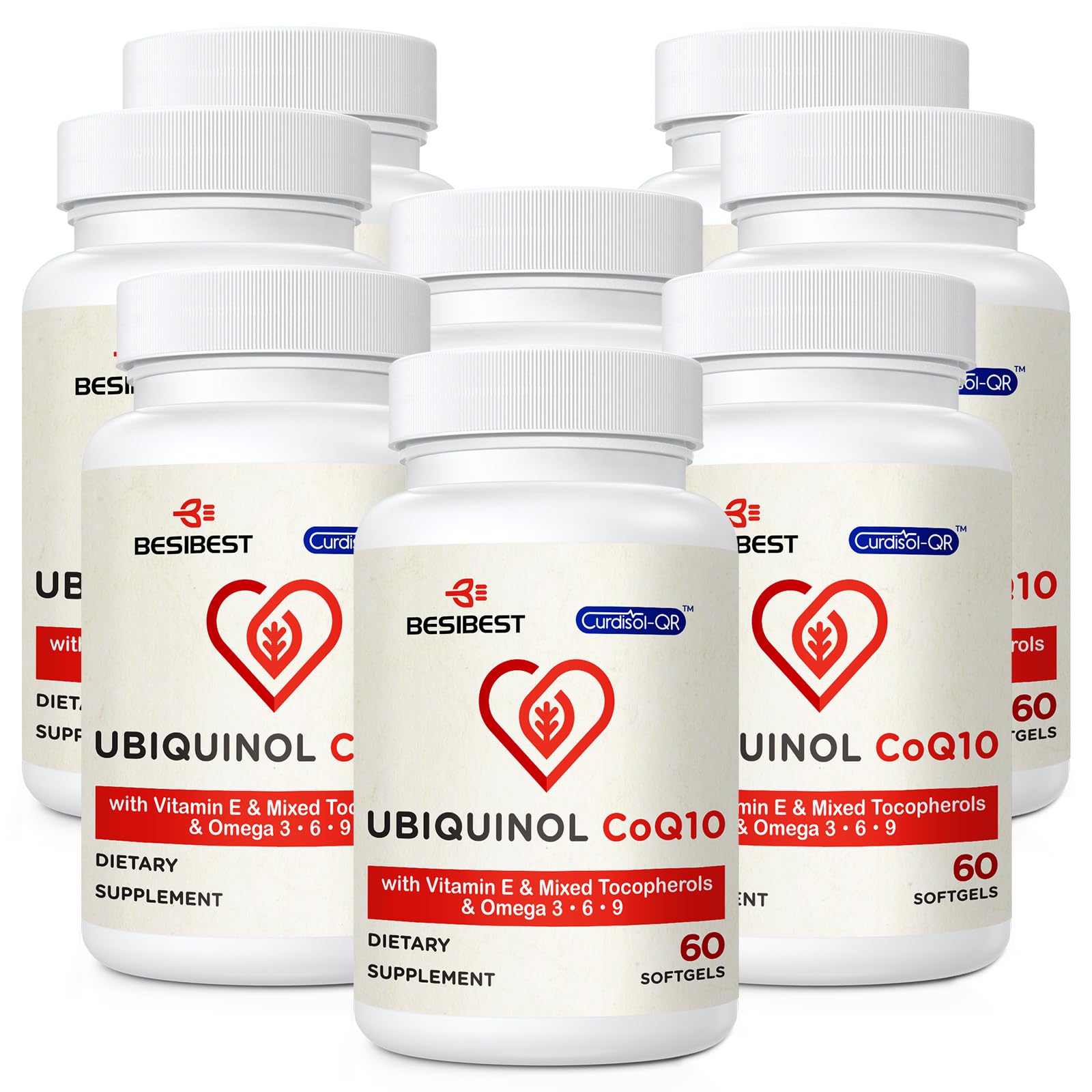 Besibest Ubiquinol CoQ10 600mg bottle shown for daily energy support and packaging