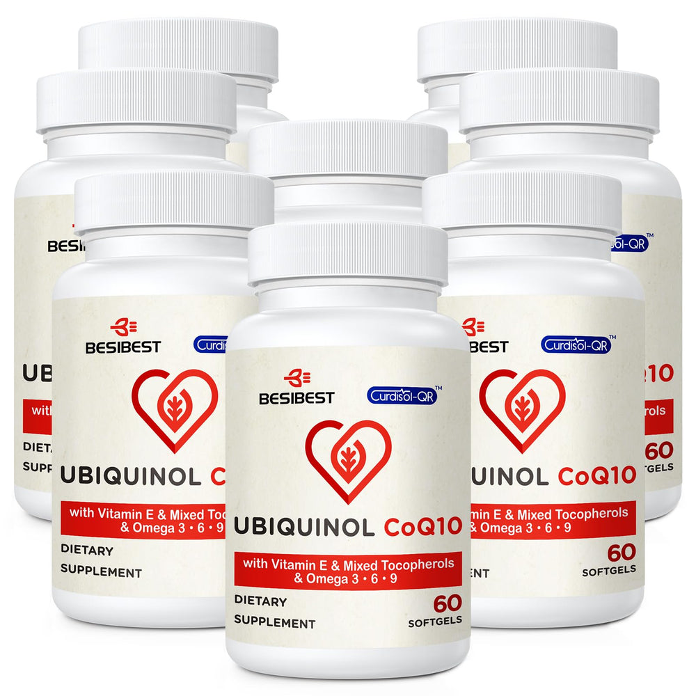 Besibest Ubiquinol CoQ10 600mg bottle shown for daily energy support and packaging