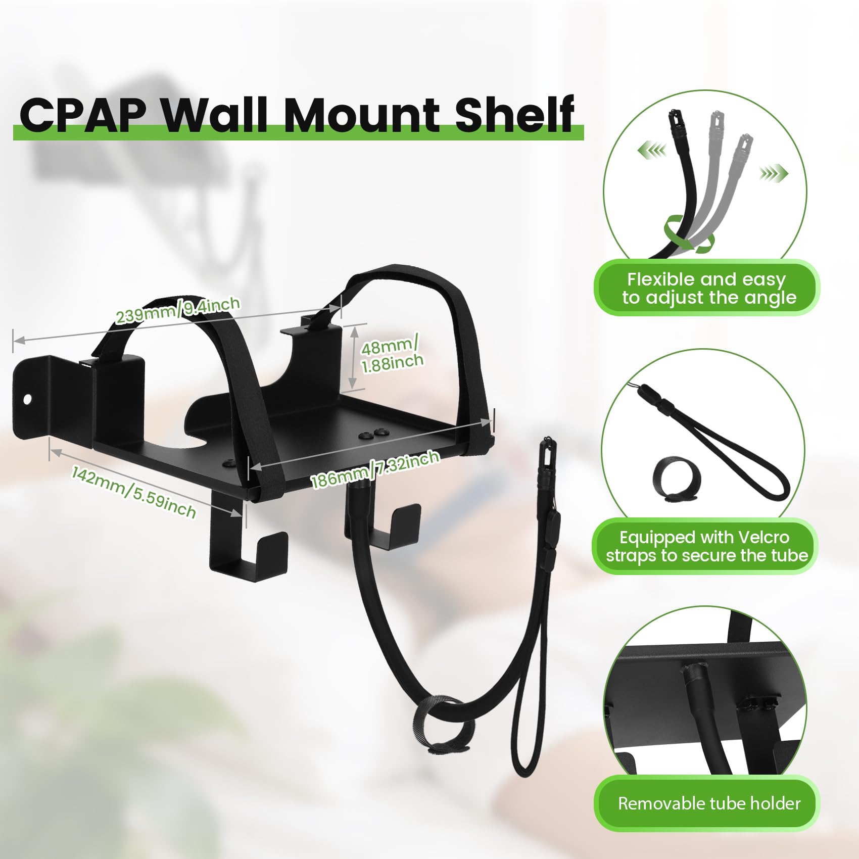 Besilo CPAP mask hook provides a convenient spot for masks within reach
