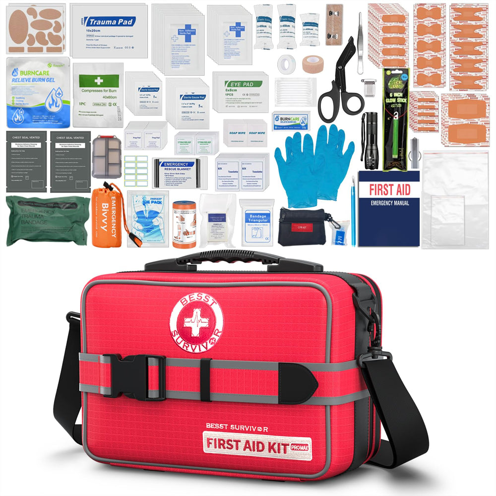 Besst Survivor 401-Piece First Aid Kit with chest seals, organized for quick access