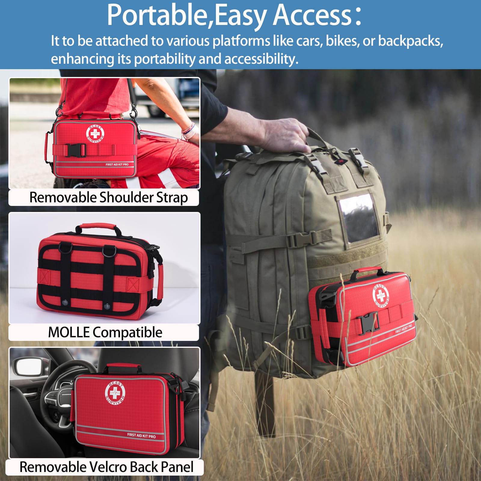 Besst Survivor rugged 600D polyester resists wear in outdoor adventures.