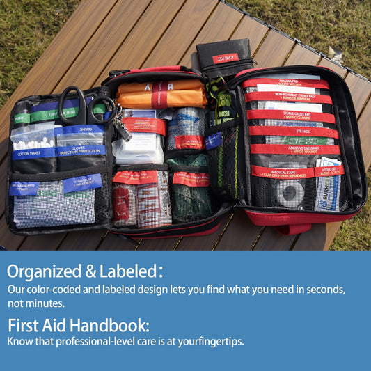 Besst Survivor advanced trauma kit with MOLLE system for easy on-pack mounting.