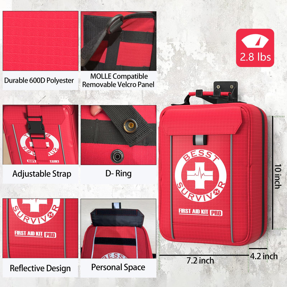 Besst Survivor trauma kit car attachment keeps supplies within reach.
