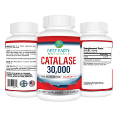 Best Earth Naturals Catalase 30,000 capsules close-up supports daily use.