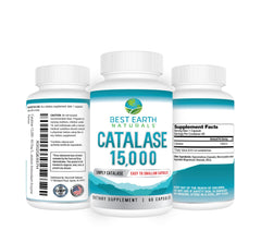 Best Earth Naturals catalase capsules close-up showing high potency.