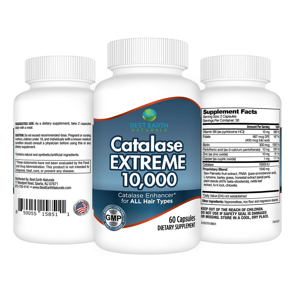 Best Earth Naturals Catalase Extreme bottle-back with ingredients
