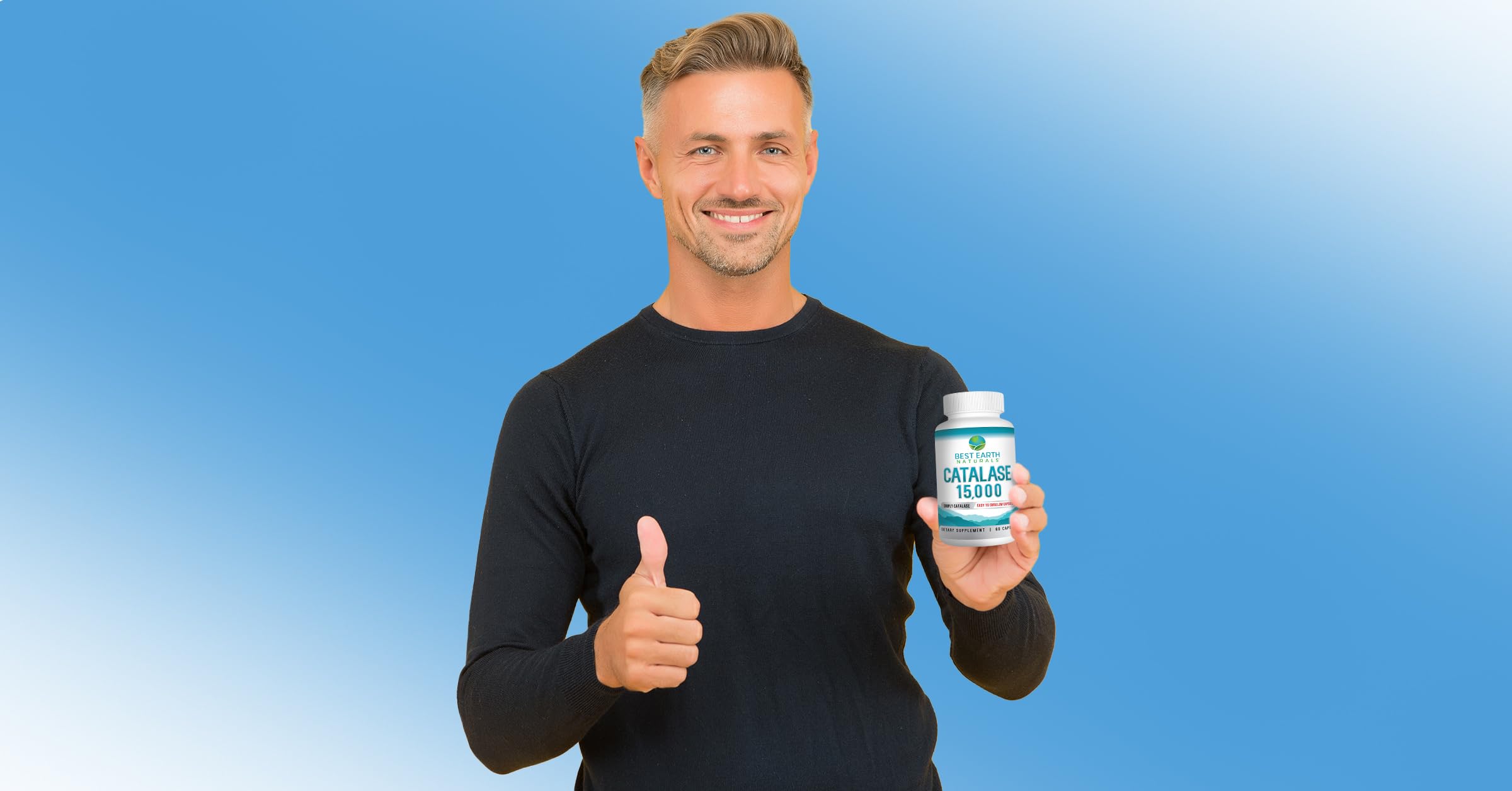 Best Earth Naturals catalase packaging shot emphasizing quality.