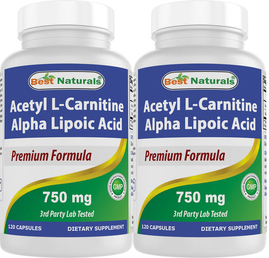 Best Naturals Acetyl L-Carnitine Alpha Lipoic Acid bottle supports daily supplementation.