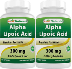 Best Naturals Alpha Lipoic Acid 300 mg bottle with purity seal for reliable supplementation.