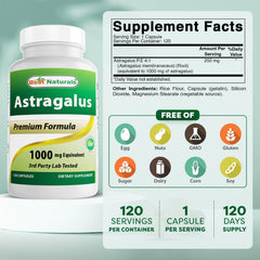 Best Naturals label shows 120 capsules per bottle for convenience