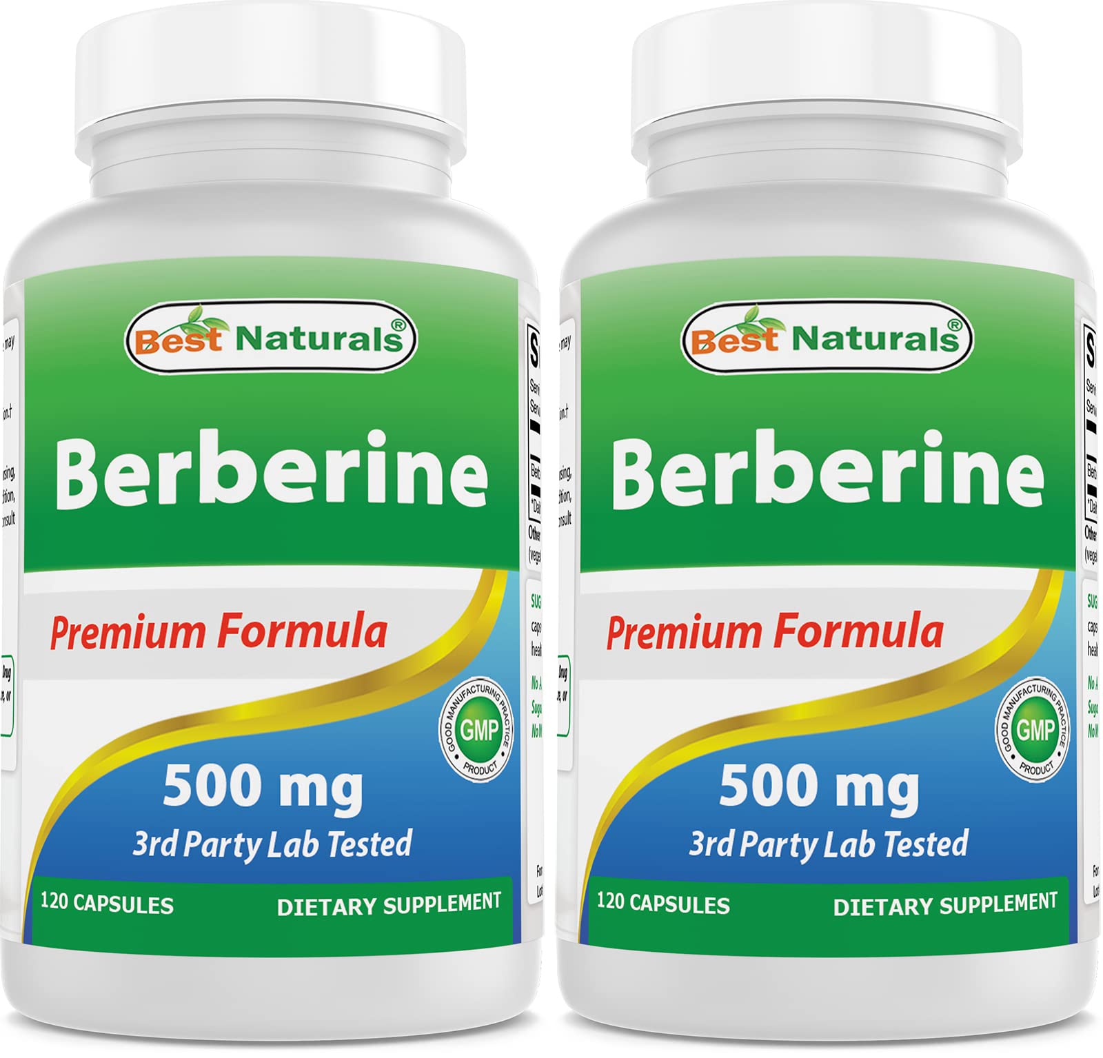 Best Naturals Berberine 500mg capsules bottle, potential immune and digestive support
