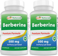 Best Naturals Berberine 500mg capsules bottle, potential immune and digestive support
