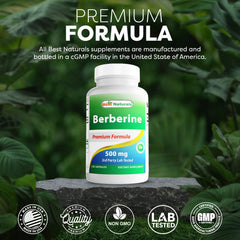 Best Naturals Berberine 500mg lab testing certificate confirms purity