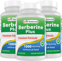 Best Naturals Berberine Plus bottle front showing 1000 mg per serving