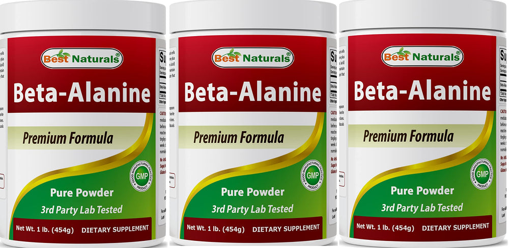 Best Naturals Beta Alanine bottle top close-up showing purity.