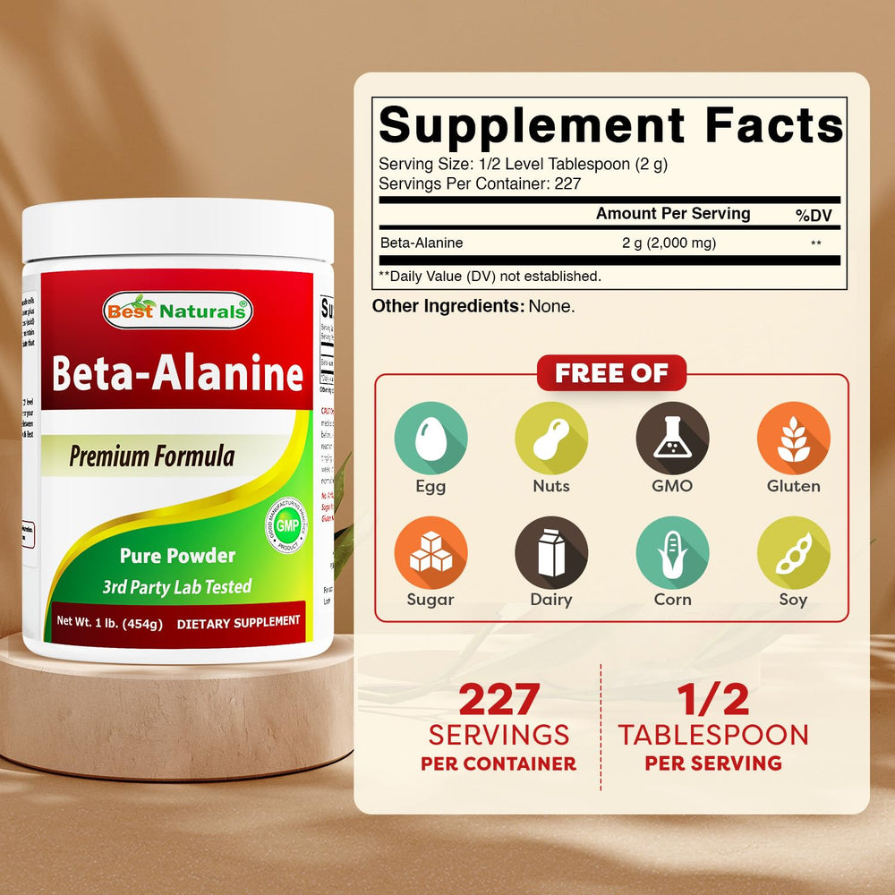 Scoop included with Best Naturals Beta Alanine powder for precise dosing.