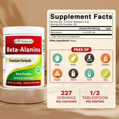 Scoop included with Best Naturals Beta Alanine powder for precise dosing.