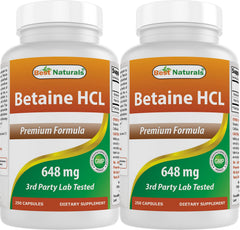 Best Naturals Betaine HCL bottle front signals quality and dosage clarity.