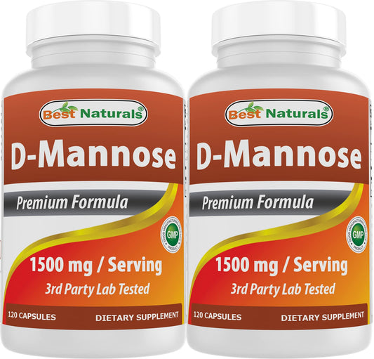 Best Naturals D-Mannose 1500 mg bottle front for daily use and easy dosing.