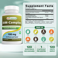Closeup of Best Naturals DIM Complex capsules for easy dosing