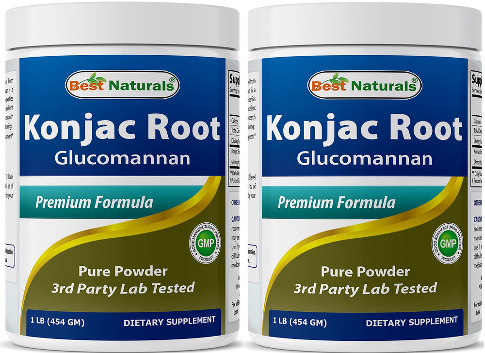 Best Naturals Konjac Glucomannan two-pack bottle front supports fullness as part of a balanced diet.