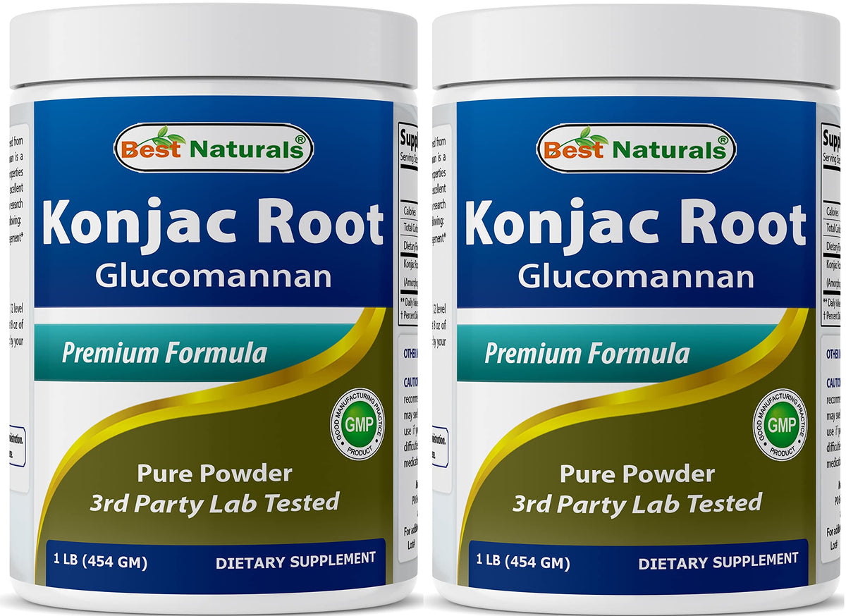 Best Naturals Konjac Glucomannan two-pack bottle front supports fullness as part of a balanced diet.