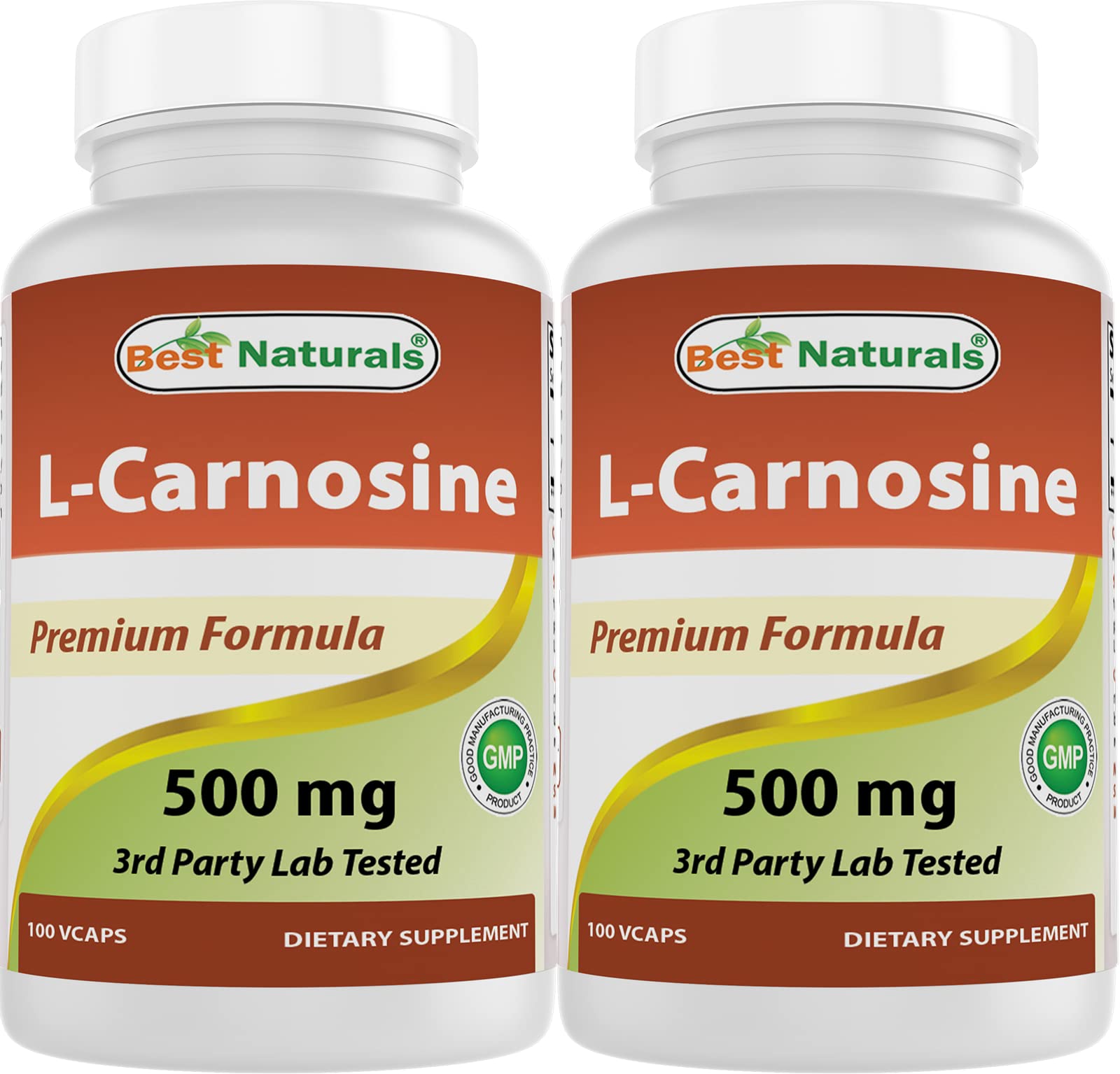 Best Naturals L-Carnosine 500 mg bottle front for daily supplementation