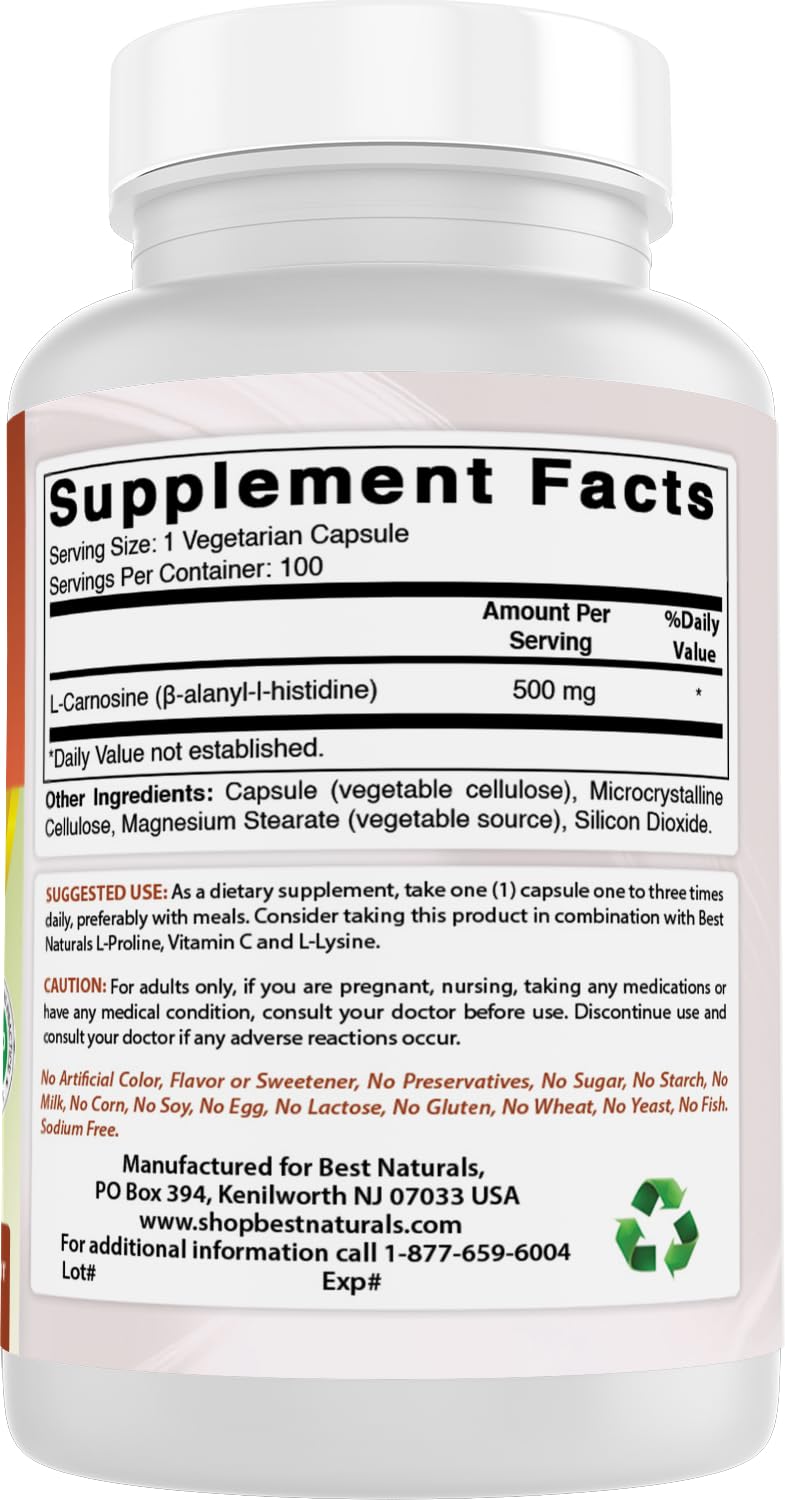 Best Naturals L-Carnosine USA-made GMP facility badge for quality manufacturing
