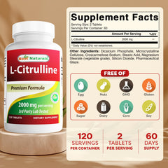 Best Naturals L-Citrulline tablets closeup, high potency for daily supplementation, may support consistent training.